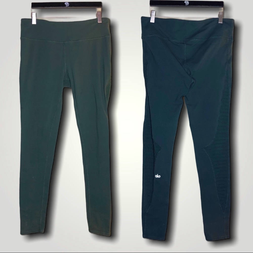 alo Leggings hunter green luminous mesh panels M - Picture 8 of 8